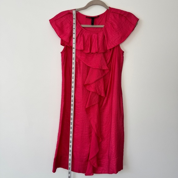 BCBGMaxAzria Ruffle Mini Dress Fushia Pink Bamboo Blend Sleeveless Party Sz 4 - Picture 2 of 11